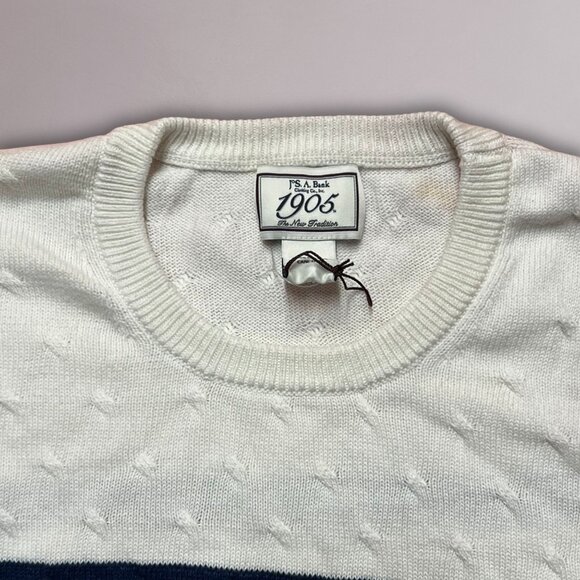 Jos A. Bank Men’s Sweater Blue Striped Crew Neck Pullover - Picture 4 of 5